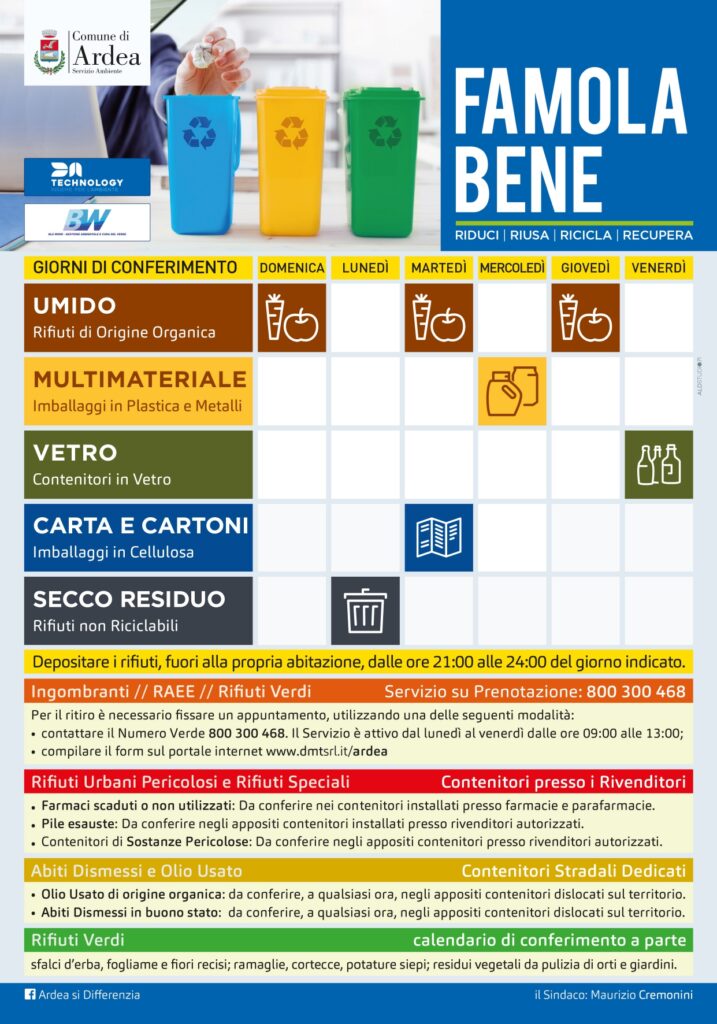 Calendario Conferimento Rifiuti