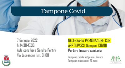 TAMPONI COVID PRESSO AULA CONSILIARE SANDRO PERTINI
