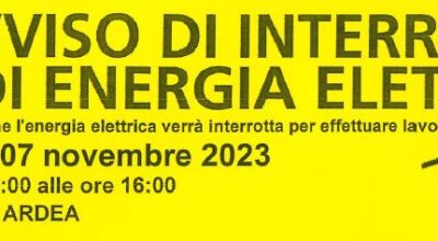 7 novembre 2023, interruzione energia elettrica presso la Sede di via Salvo D’Acquisto
